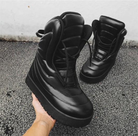Black Hightop puff boots +9cm