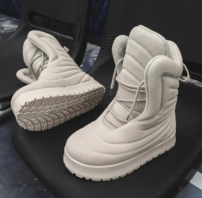 White Hightop puff boots +9cm