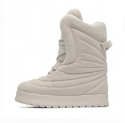 White Hightop puff boots +9cm