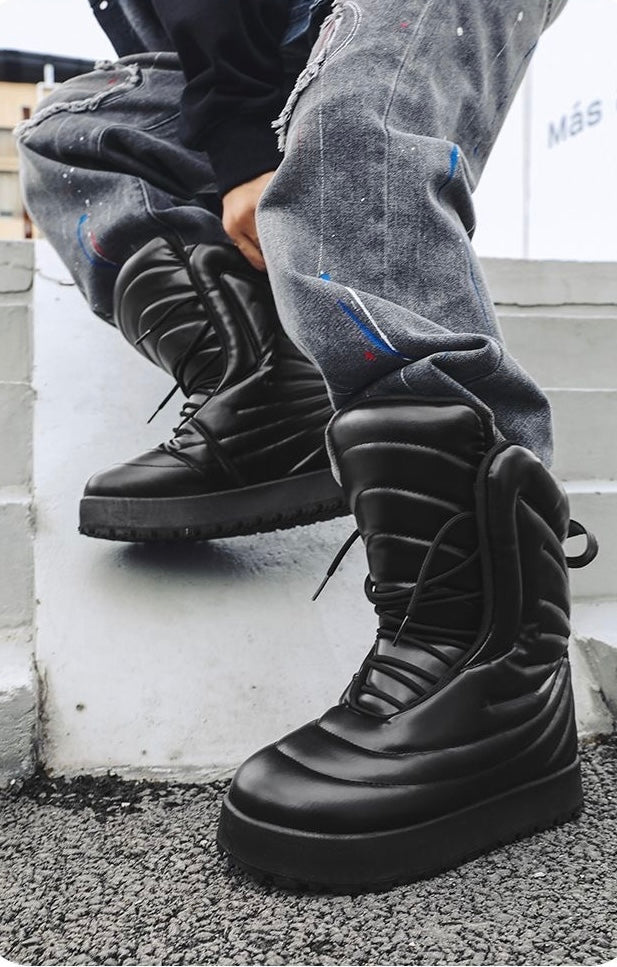 Black Hightop puff boots +9cm