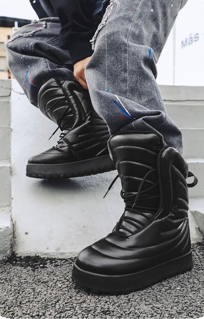 Black Hightop puff boots +9cm