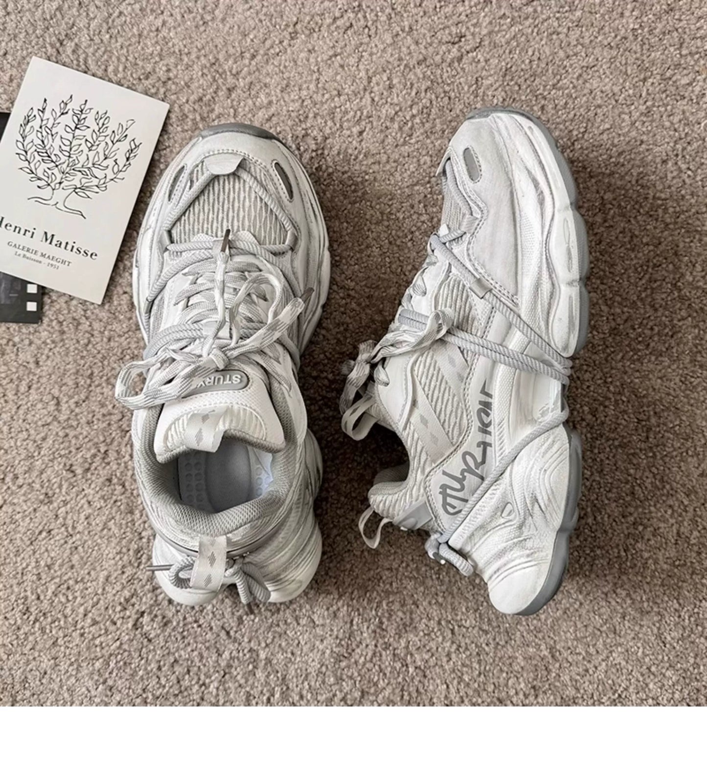 Distressed Retro Thick-Sole  Sneakers