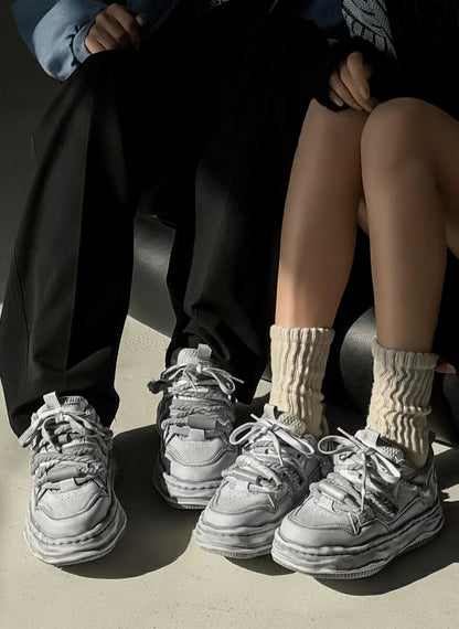 Dissolve-Sole Platform Bread Shoes